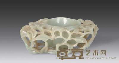 明 玉雕花神杯 高5cm;长14cm